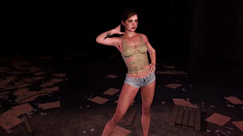 Young fit ellie posing alone in ripped clothe in destroyed factory Young fit ellie posing alone in ripped clothe in destroyed factory