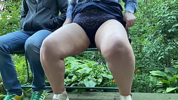 Bbw pissing in the park and giving dirty panties to a stranger
