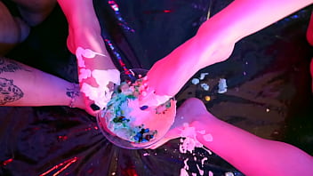 Messy feet in cotton candy & cream