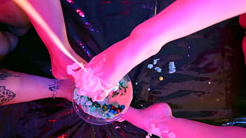 Messy feet in cotton candy & cream