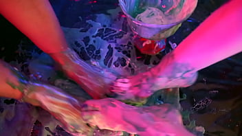 Messy feet in cotton candy & cream