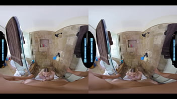 Cute blonde stepbae showers with you