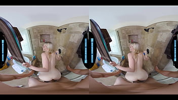 Cute blonde stepbae showers with you