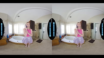 Cute blonde stepbae showers with you