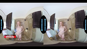 Cute blonde stepbae showers with you