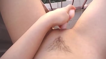 Explosive squirting from public balcony