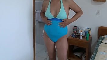 On the beach stepson wakes up with a hard cock and asks me to expose myself to masturbate