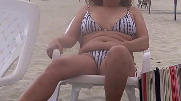 I cum in my stepmom's pussy she puts on a bikini and goes out to the beach to show off