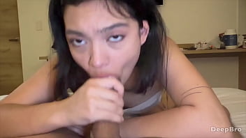 Sweet brunette sucks my dick & soul in pov hard blowjob