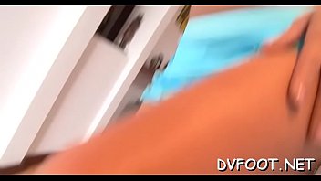 Beauty cums whilst feet licked