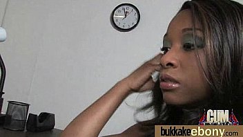 Ebony slut gets an interracial group sex 15