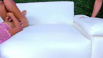 Dominated by two girls destroying her throat with their cocks