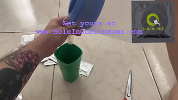 Filled creampie condom tampering cum inside asks for semen deep inside