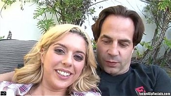 Blonde kodi sucking cocks and getting cum in bukkake