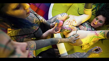 Alt girls get their holes stretched wide with big toys