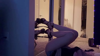 European stepmom artemisia love showing her hot body with sexy shoes on front of the mirror