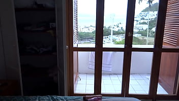 Beautiful stepmother on the beach enjoying her three huge dildos great handjob and cumshot