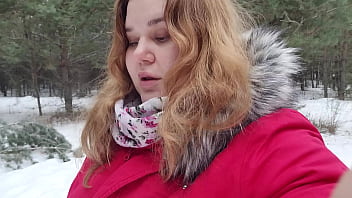 Blowjob in the outdoor cum on the big boobs of a pretty girlfriend