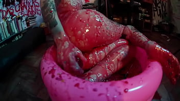 Strawberry syrup enema & messy fun