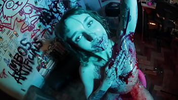 Strawberry syrup enema & messy fun