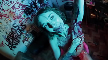 Strawberry syrup enema & messy fun