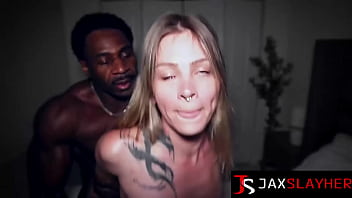 Tattooed sam welcomes jax slayher giant black dick
