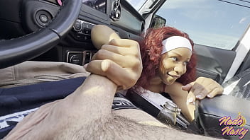 Sneaky car blowjob with jenna foxx