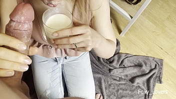 Cover me with cum and milk and i suck you dick in throat sloppy blowjob