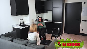 Home delivery with a happy ending stunning latina babybell with a killer ass fucks the black glovo guy in nigged