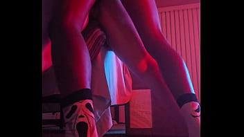 Black guy bends big booty redhead over the bed listen to the creampie bubble out of her at the end