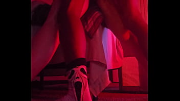 Black guy bends big booty redhead over the bed listen to the creampie bubble out of her at the end