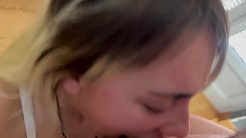 Blowjob from slutty blonde who loves swallow cum