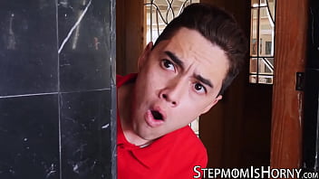 Busty milf fucked from behind by stepson