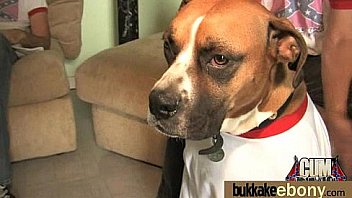 Ebony girl gang banged and covered in cum 12