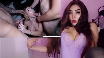 La hermosa modelo se come tres pollas y la llenan de semen