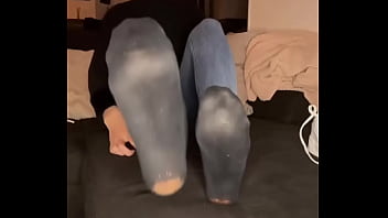 Kneel in front of the couch then you can already smell my sweaty feet •full video tonight on of #feet #bla