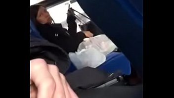 Public bus handjob front of asien women