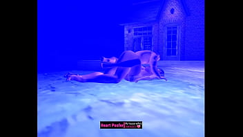 Missionary at night at the pool