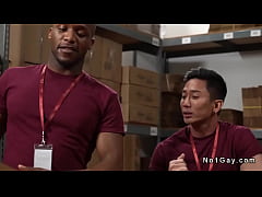 Play MP4 - Interracial gay anal sex of co workers in stockroom