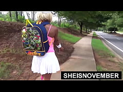 Play MP4 - Big Dick Stranger Jizzed On My Black Titties After We Meet Earlier&comma; Sheisnovember Gipping Her Huge Natural Udders and Areolas While Making Eyes Contact While Laying On Her Black With Blonde Hair and Pink Shirt By Msnovember