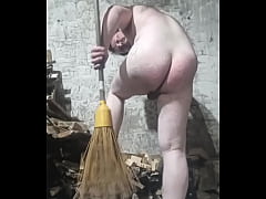 Play MP4 - A fat gay man got his huge ass kicked with a dirty broom&excl;