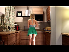 Play MP4 - Big tits hot latina in a very short skirt in the kitchen to flash her nice legs and on high heels to show ass